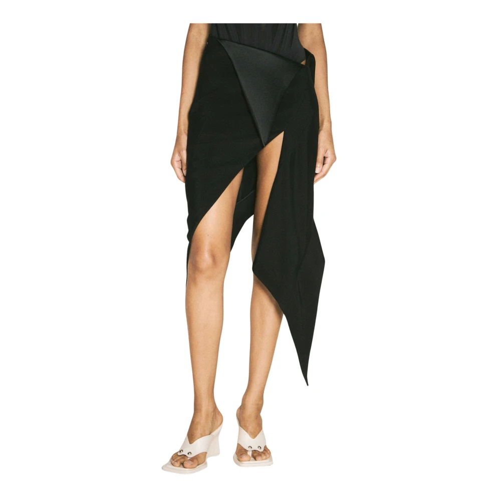 Mugler Satin Cummerbund Rok Black Dames