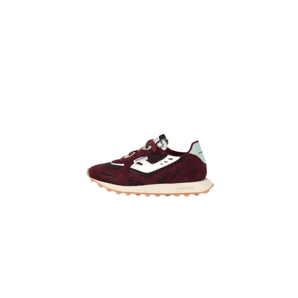 RUN OF Mahogny Sneakers med läderdetaljer Red, Herr