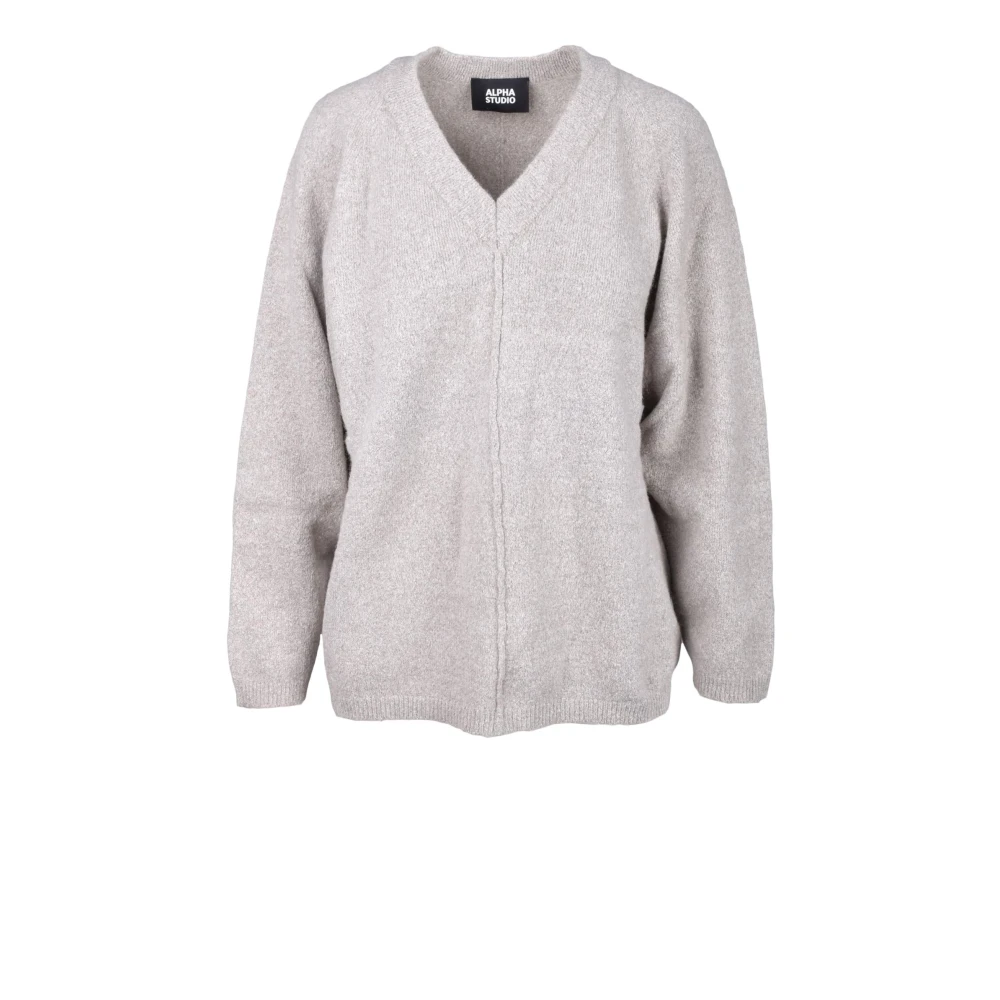 Alpha Studio Zachte Gebreide Trui Mix Gray Dames