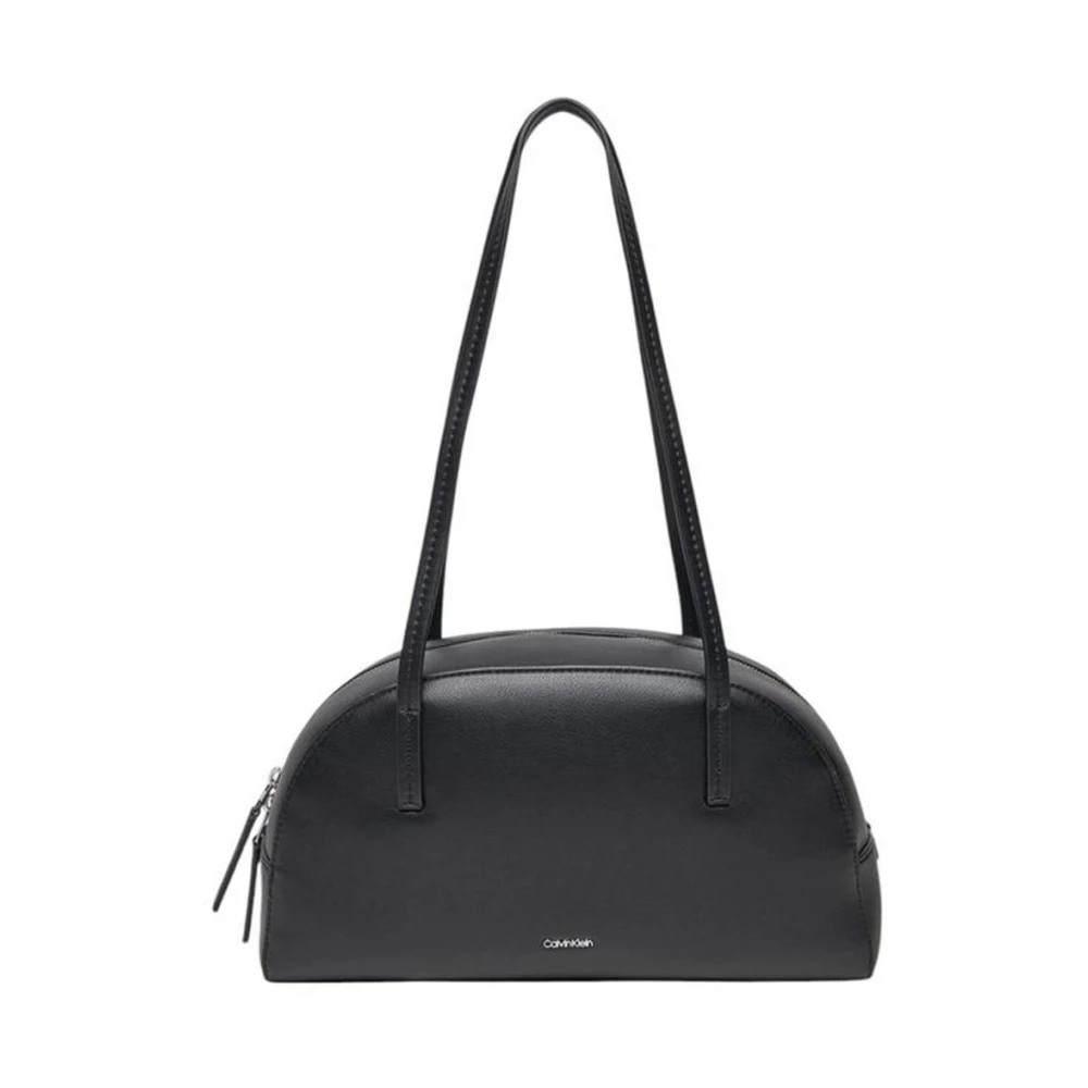 Calvin Klein Zwarte Polyethyleen Handtas Grote Capaciteit Black Dames