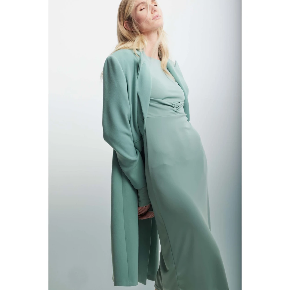 Kocca Elegante Gedrapeerde Taille Lange Jurk Green Dames