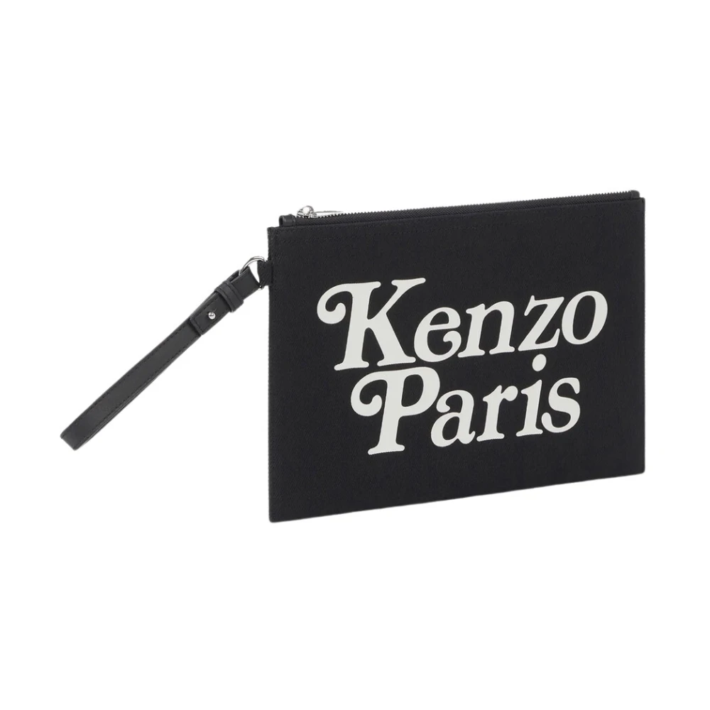 Kenzo Zwarte katoenen tas met logo print Black Heren