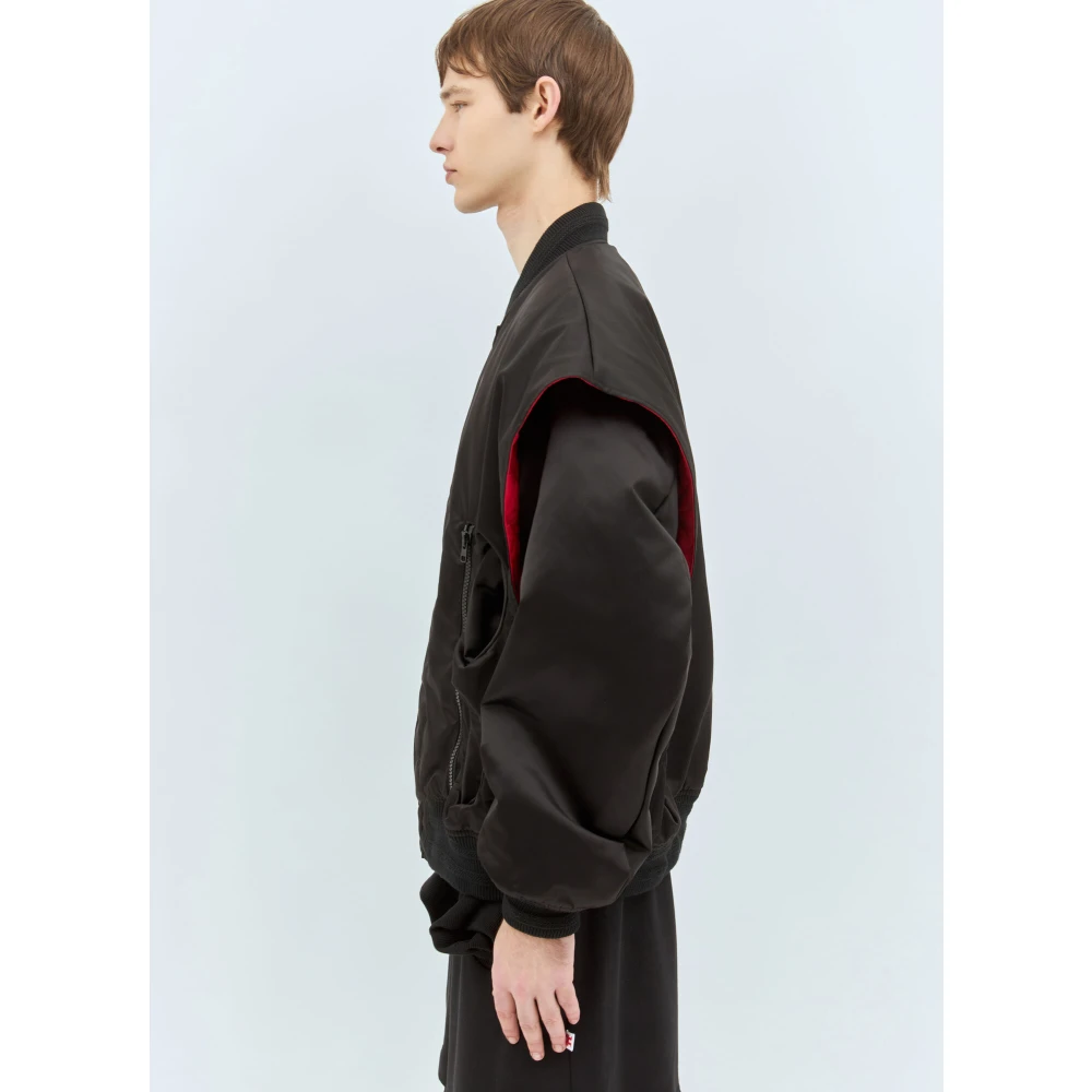 Walter Van Beirendonck Glanzende Tunnel Bomber Jas Black Heren