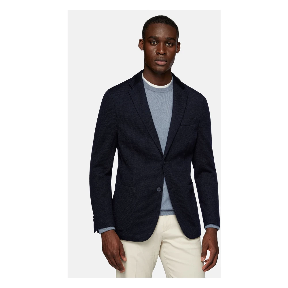 Boggi Milano Wollen Jersey Blazer Stijl Bari Blue Heren