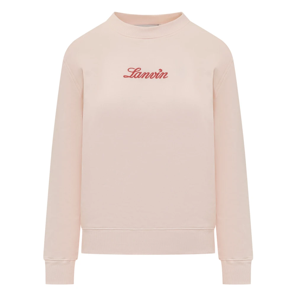 Lanvin Logo Manuscript Bouclette Sweater Pink Dames