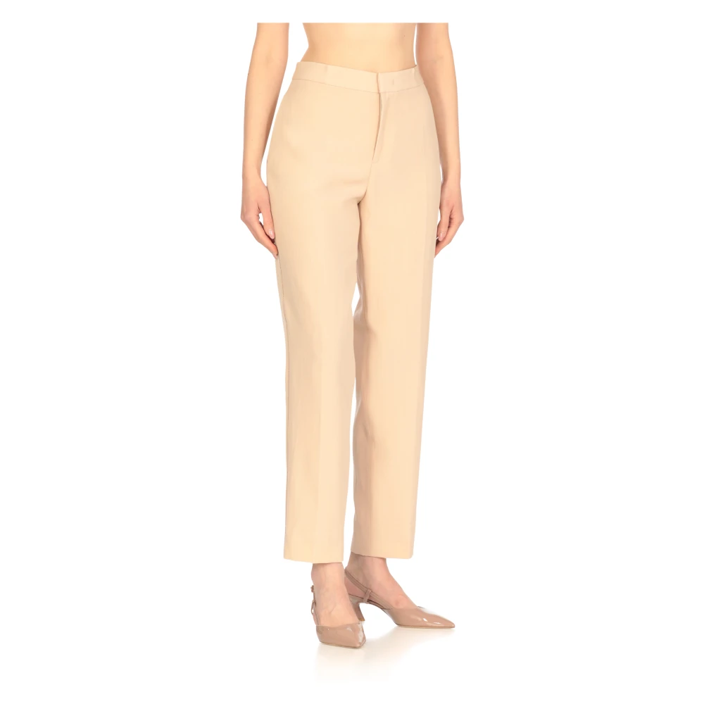 Fabiana Filippi Beige Wollen Broek met Zijdetails Beige Dames