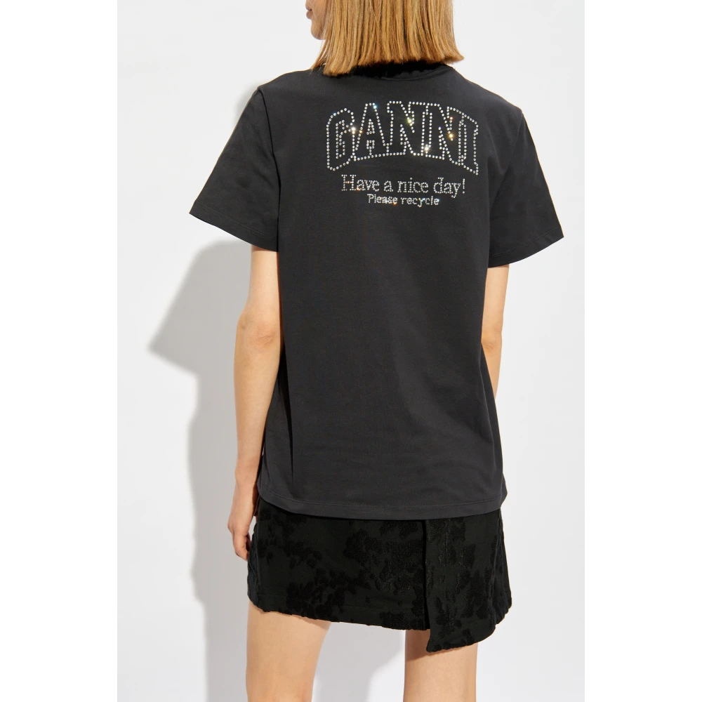 Ganni T-shirt met applicatie Gray Dames