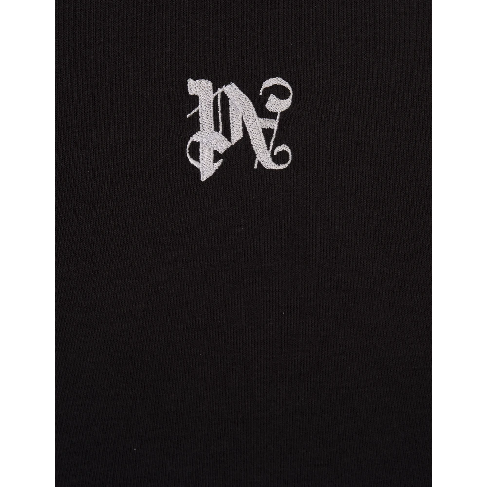 Palm Angels Zwart Monogram Crop Top Black Dames