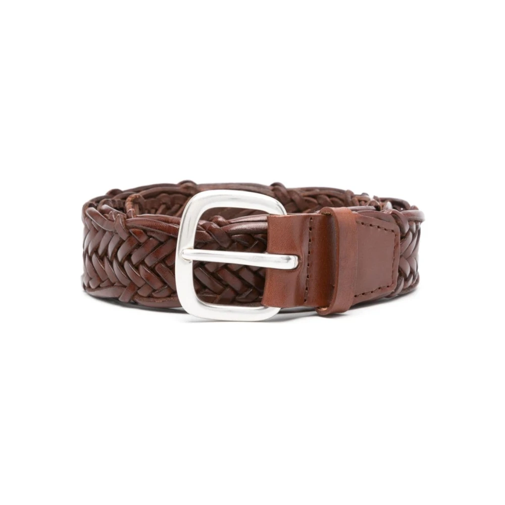 Orciani Bruin Leren Gevlochten Riem Brown Heren