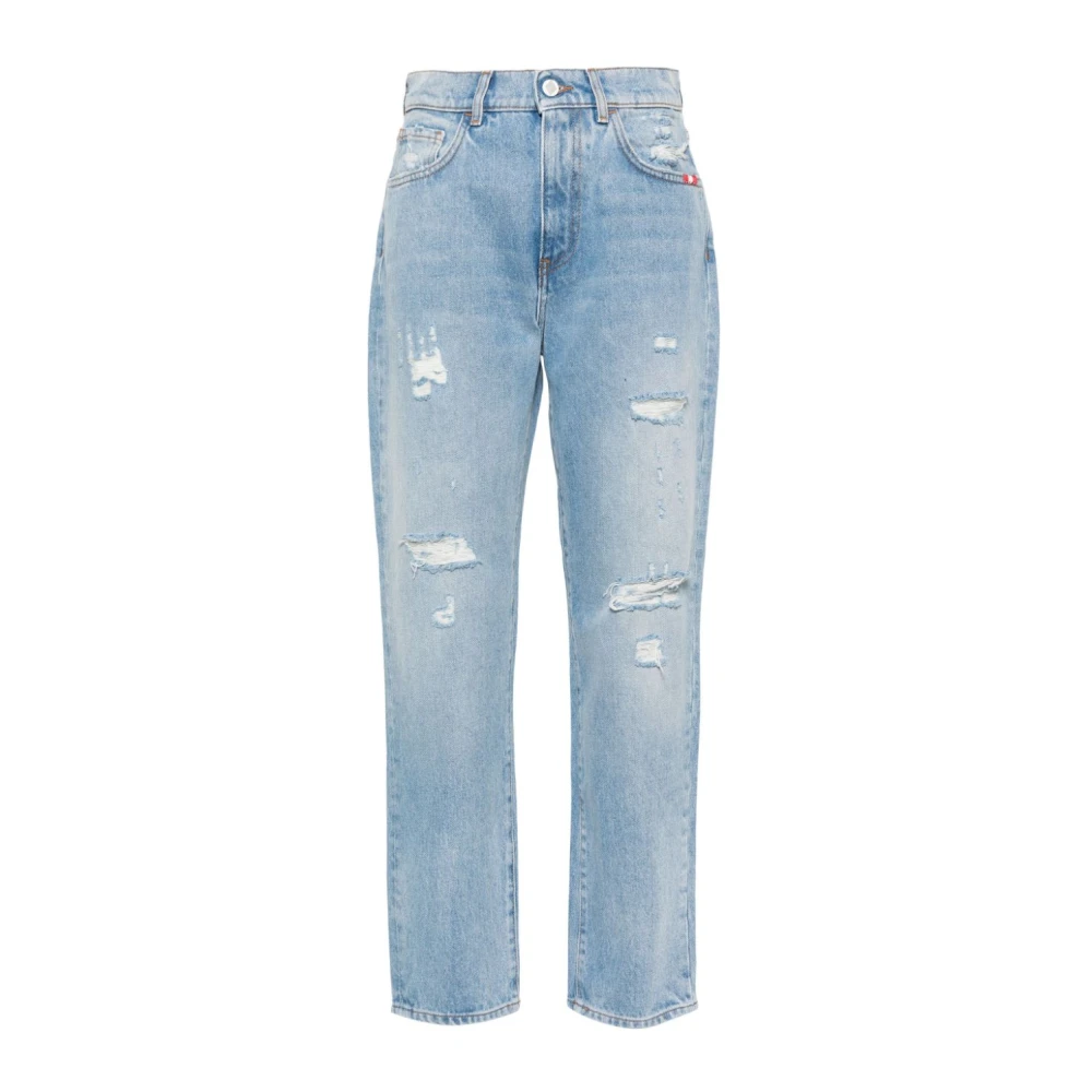 Amish Versleten Denim Jeans Blue Dames