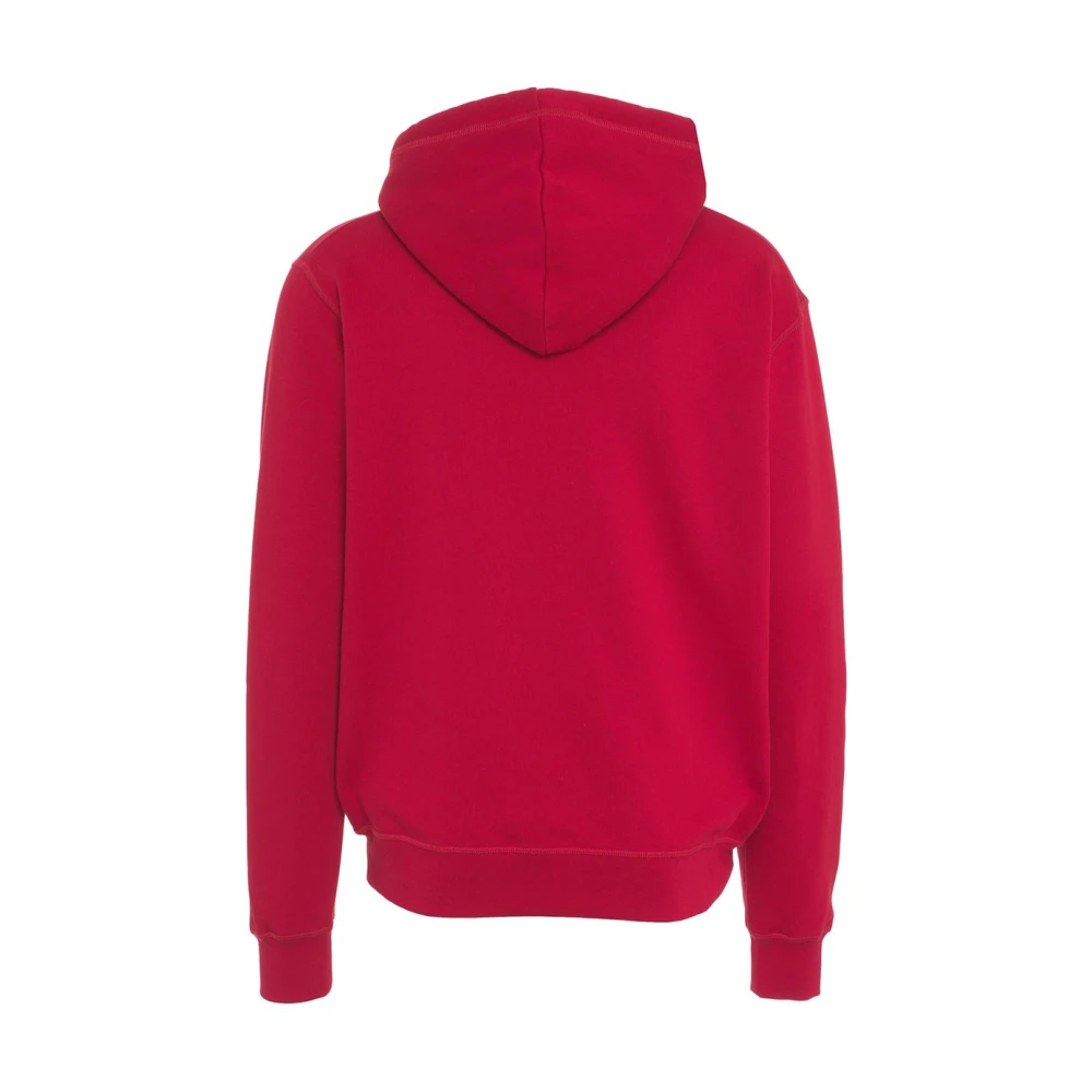 Dsquared2 Rode Logo Hoodie Ss25 Red Heren