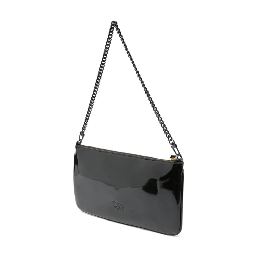 pinko Zwarte Patent Love Birds Schoudertas Black Dames