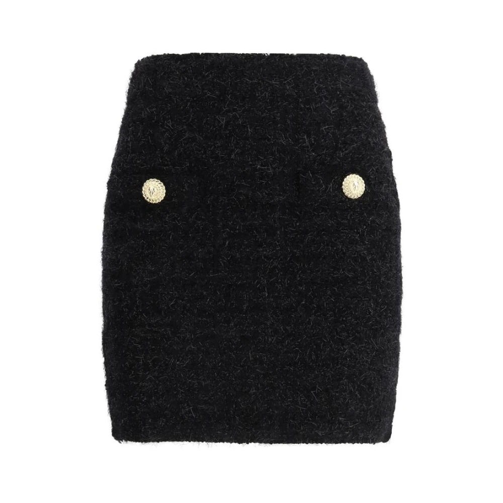 Balmain Lurex Gebreide Minirok Black Dames