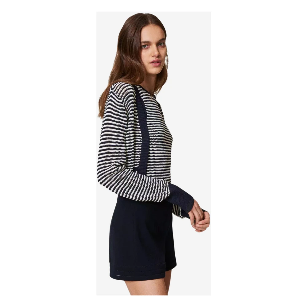 Twinset Bicolor Gebreide Vest en Top Black Dames