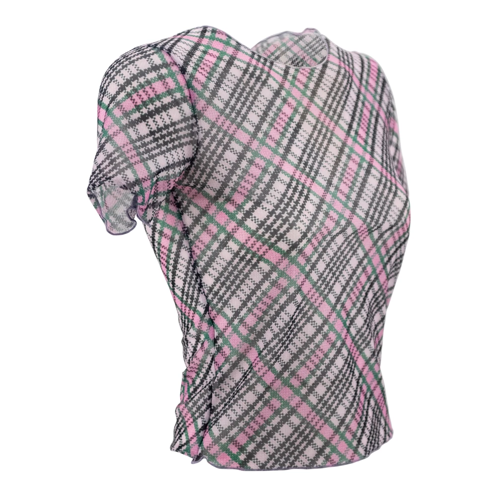 Philosophy di Lorenzo Serafini Stretch Tulle T-shirt met Check Print en Logo Multicolor Dames