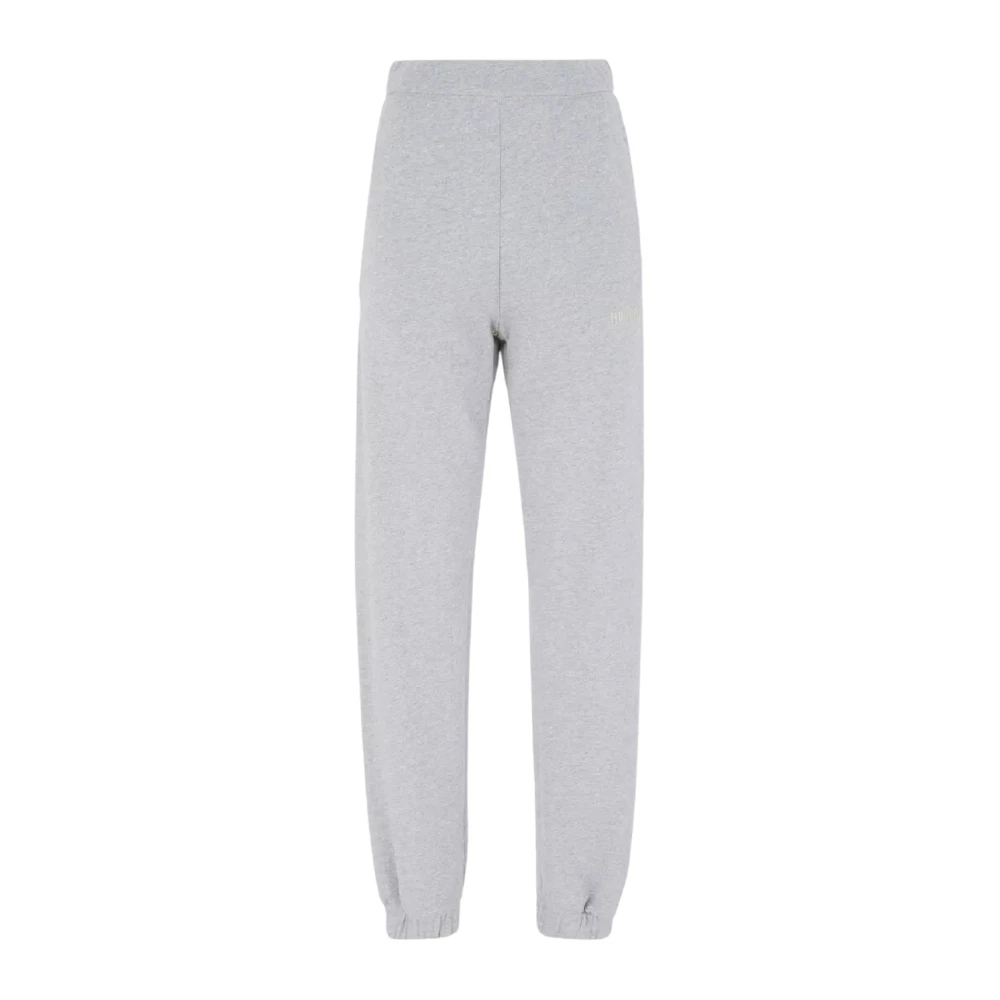 The Attico Women's Gray Sweatpants, S, Grey Joggers With Logo Detail