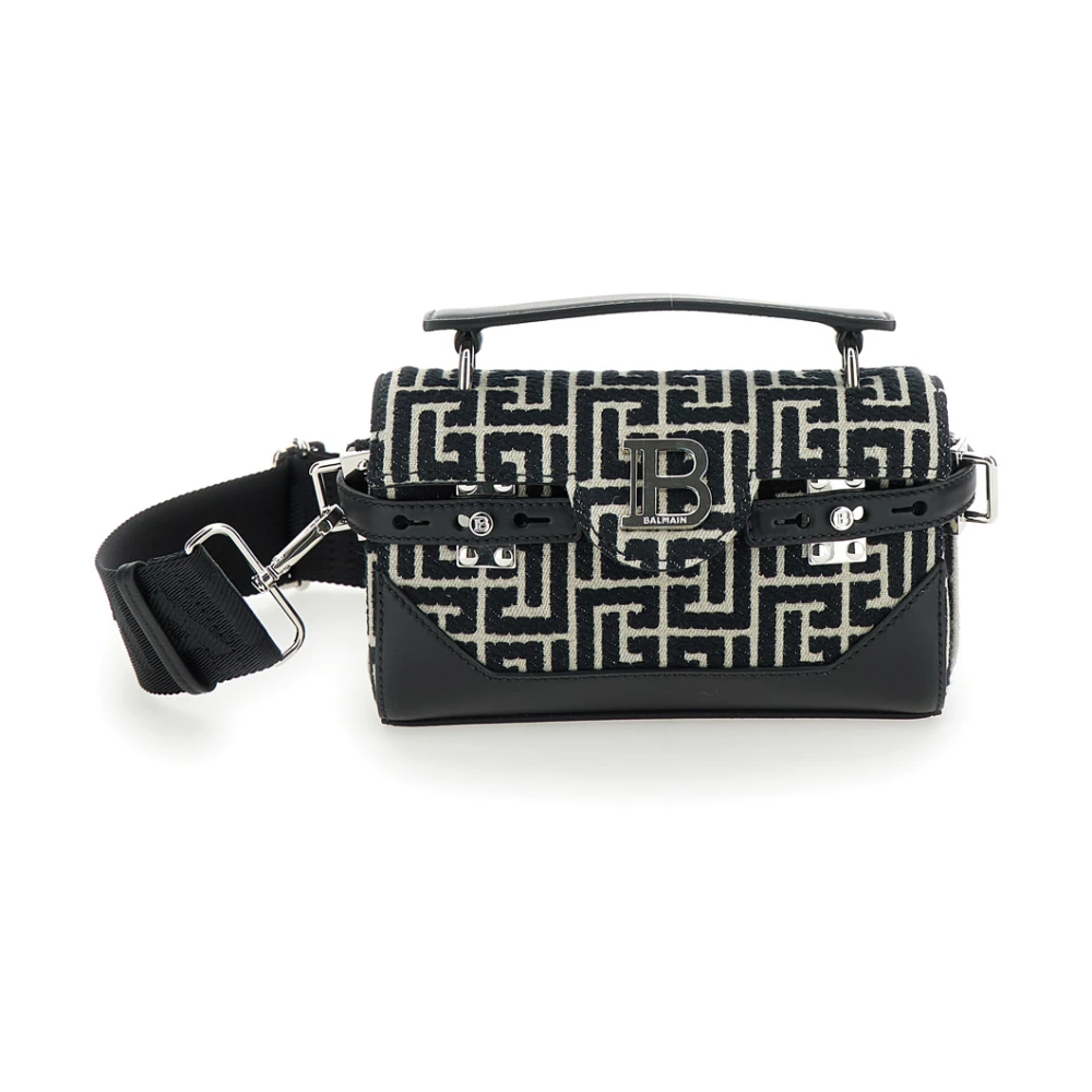 Balmain Monogram Crossbody Tas Zwart en Wit Black Dames