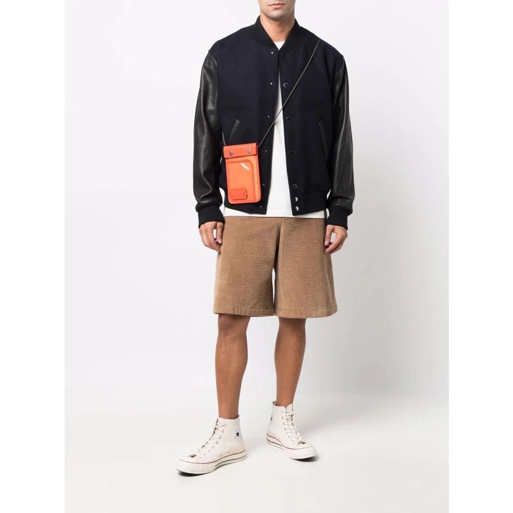 Golden Goose Bomberjack met leren mouwen Blue Heren