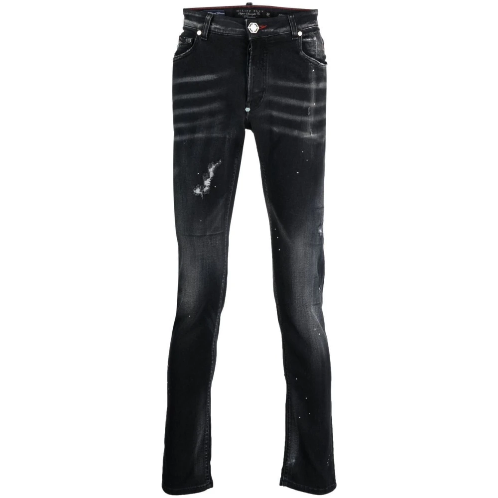 Philipp Plein Men's Black Skinny Fit Jeans, W30, Straight Denim Trousers