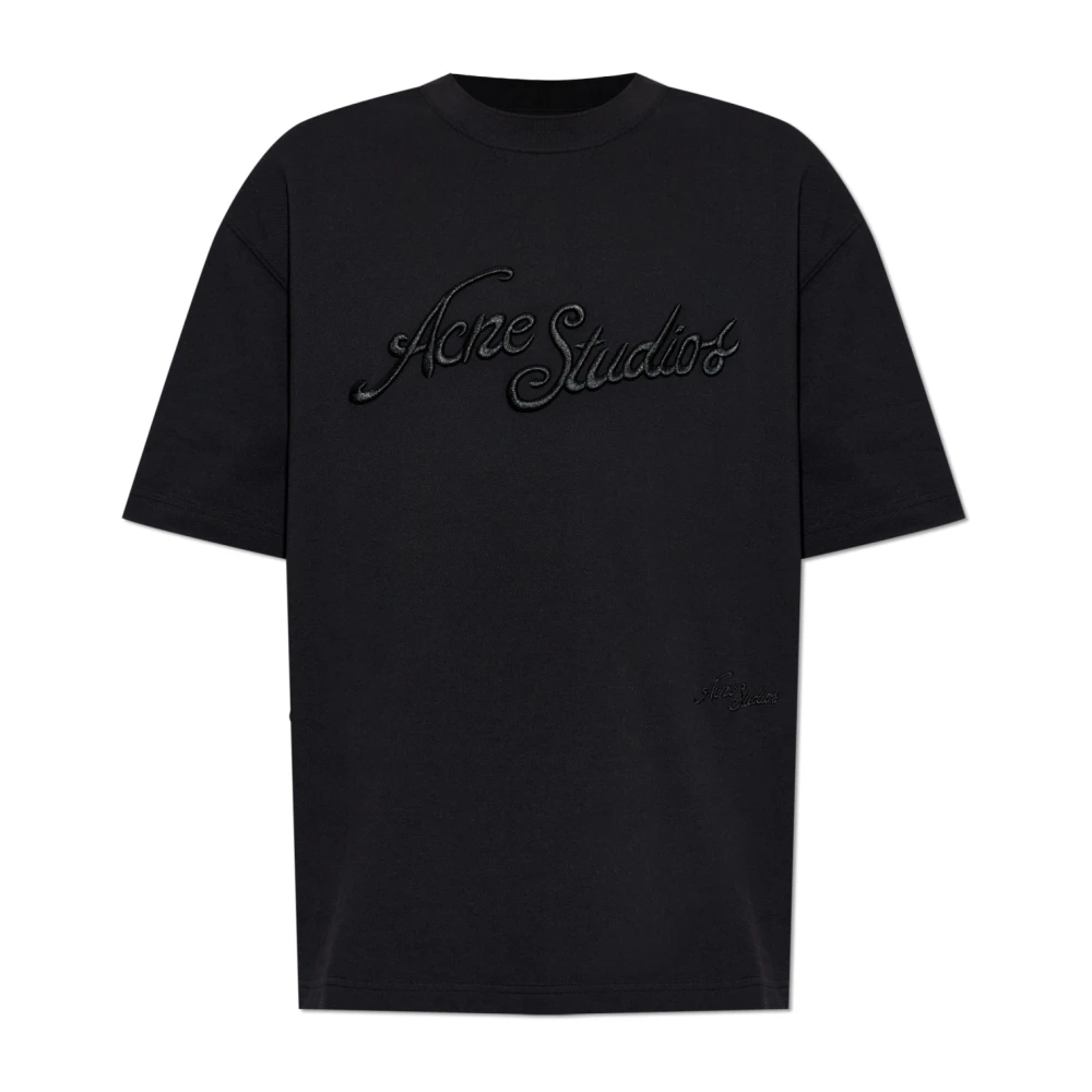 Acne Studios Men's Black T-Shirts, L, T-Shirt With Embroidered Logo