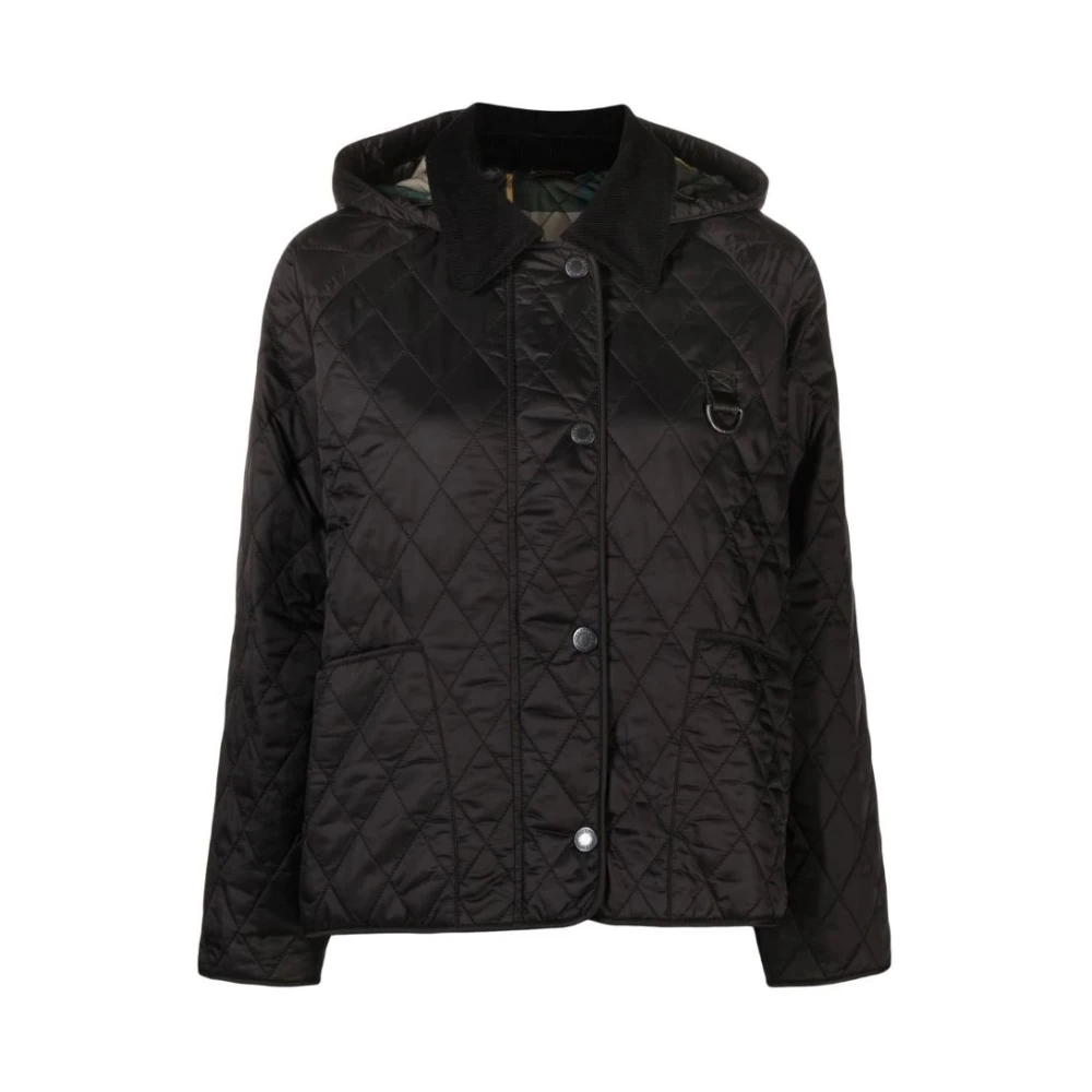 Barbour Gewatteerde Zwarte Jas met Afneembare Capuchon Black Dames