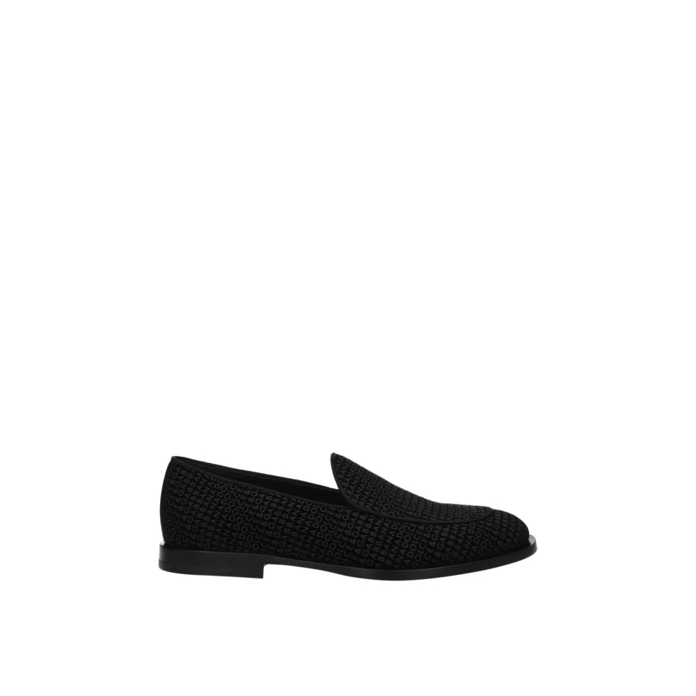 Dolce & Gabbana Men's Black Velvet Slip-On Loafer With Logo