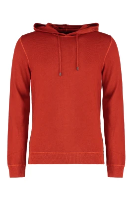 Räfflad Stickad Ullhoodie