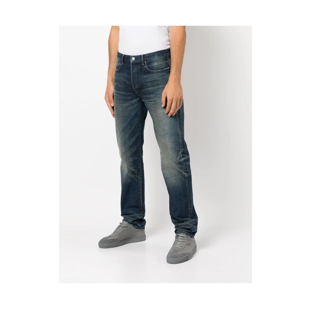 John Elliott Indigo Blauwe Denim Straight Leg Jeans Blue Heren