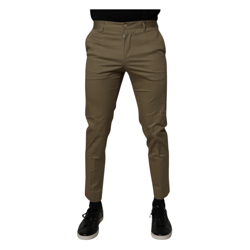Dolce & Gabbana Men's Brown Chinos, S, Tapered Trousers
