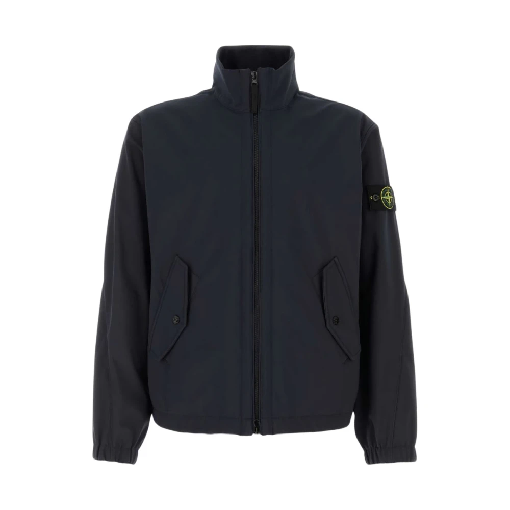 Stone Island Blue Bomber Jackets, Male, 2XL, High Collar Jacket
