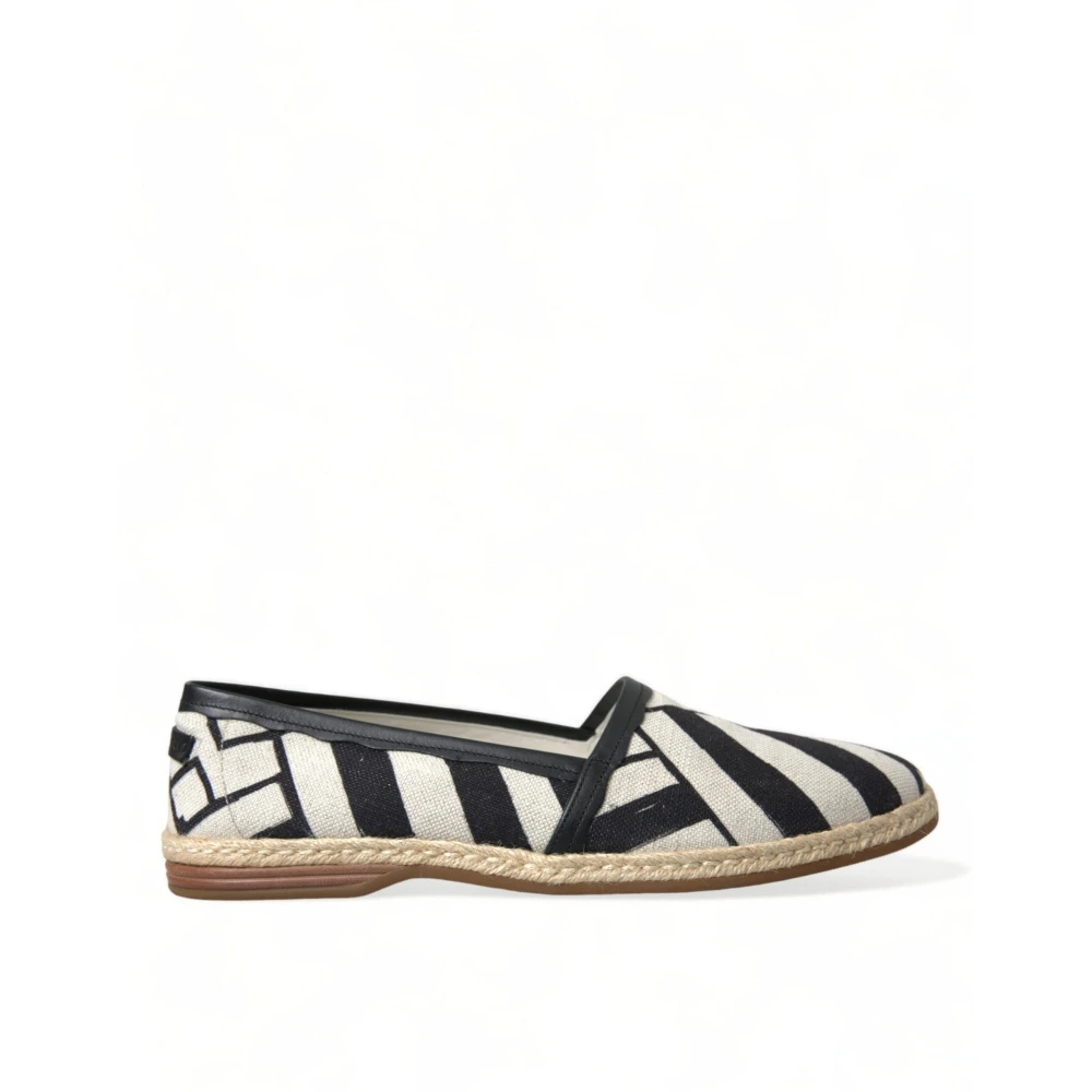 Dolce & Gabbana Men's Black Striped Canvas Espadrilles Stylish Charm