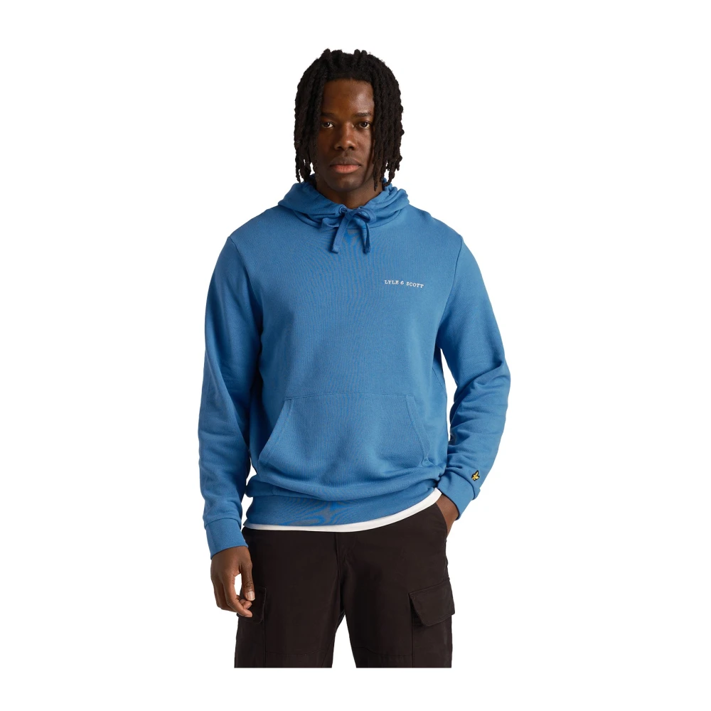 Lyle & Scott Loopback Hoodie met Borduurwerk Blue Heren