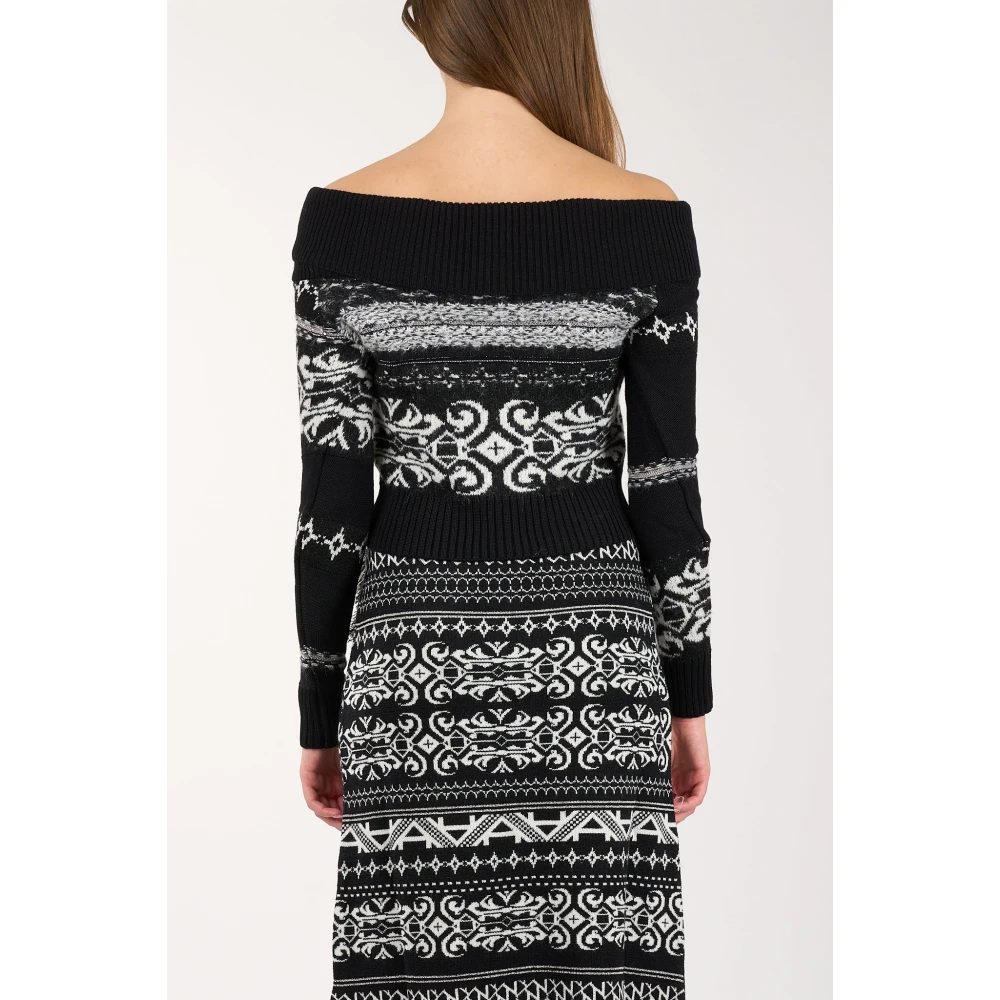 Akep Geknipte wolmix bardot top Black Dames