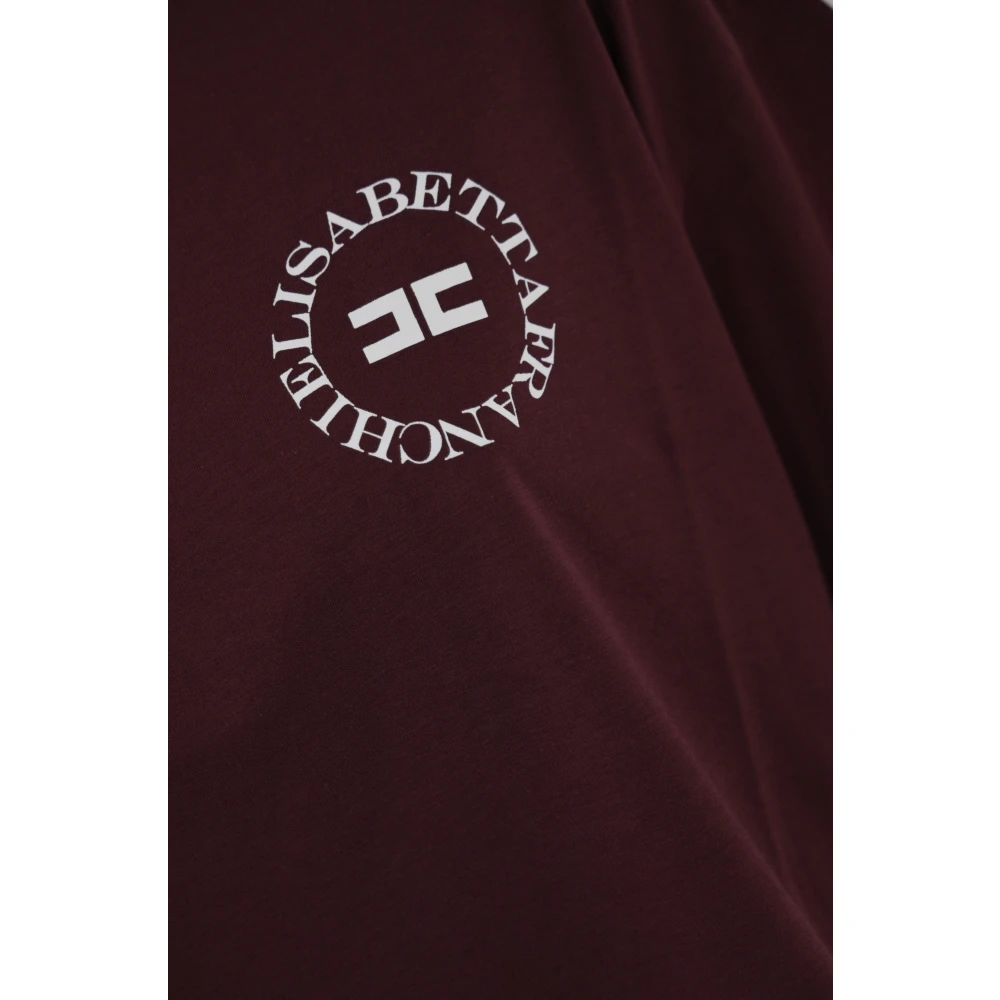 Elisabetta Franchi Logo Heart Cropped Sweater Brown Dames