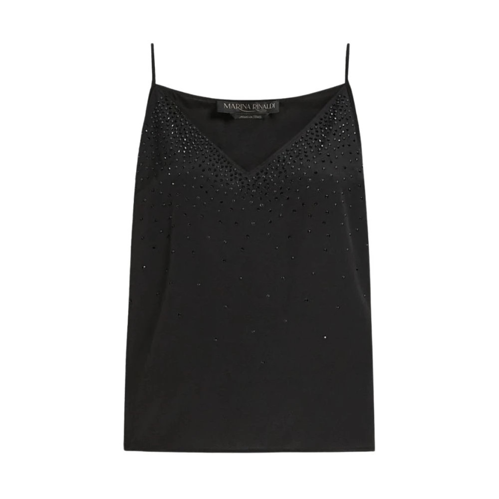 Marina Rinaldi Elegante Zwarte Top met Decoratieve Stenen Black Dames