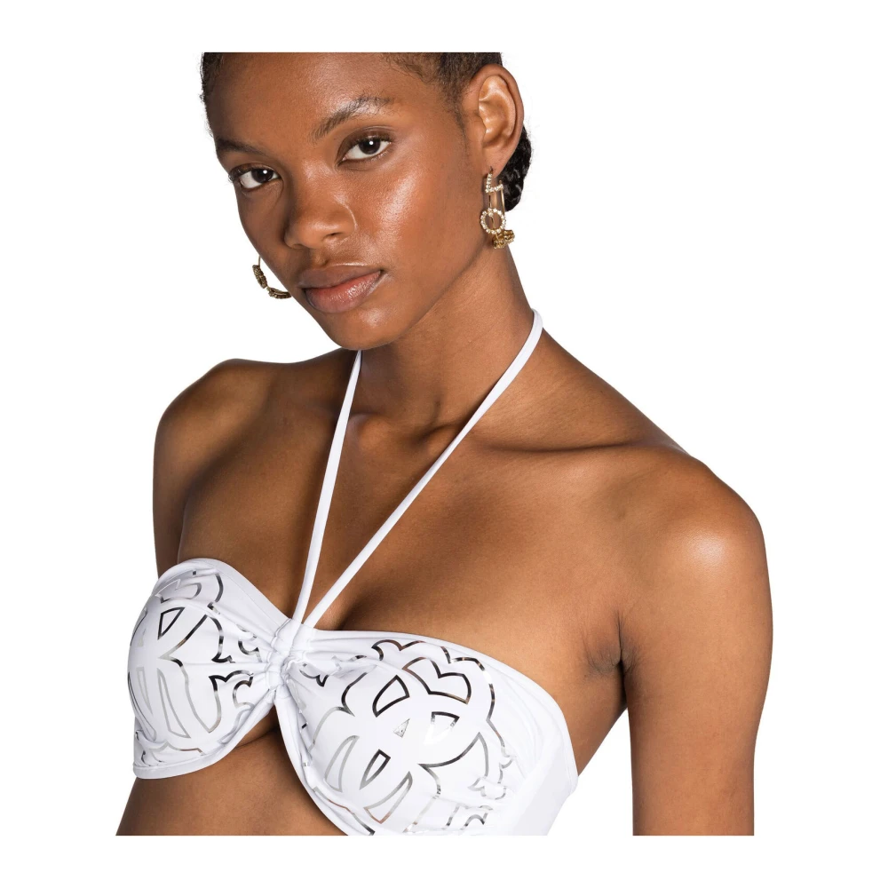 Roberto Cavalli Monogram Bikini met Halternek Blue Dames