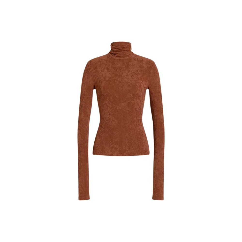 Alberta Ferretti Orange Turtlenecks, Female, 2XL, Stretch Velvet Turtleneck Top