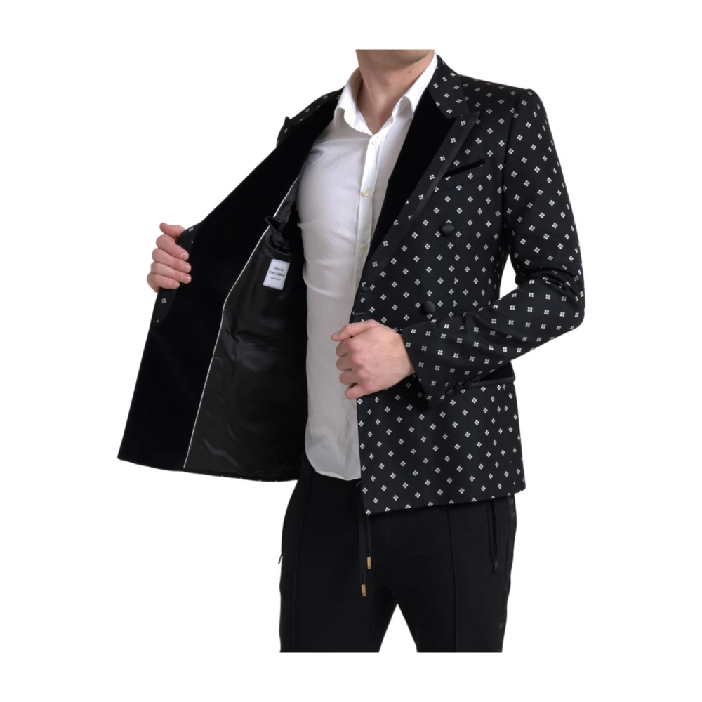 Dolce & Gabbana Geometrisch Patroon Slim Fit Blazer Black Heren