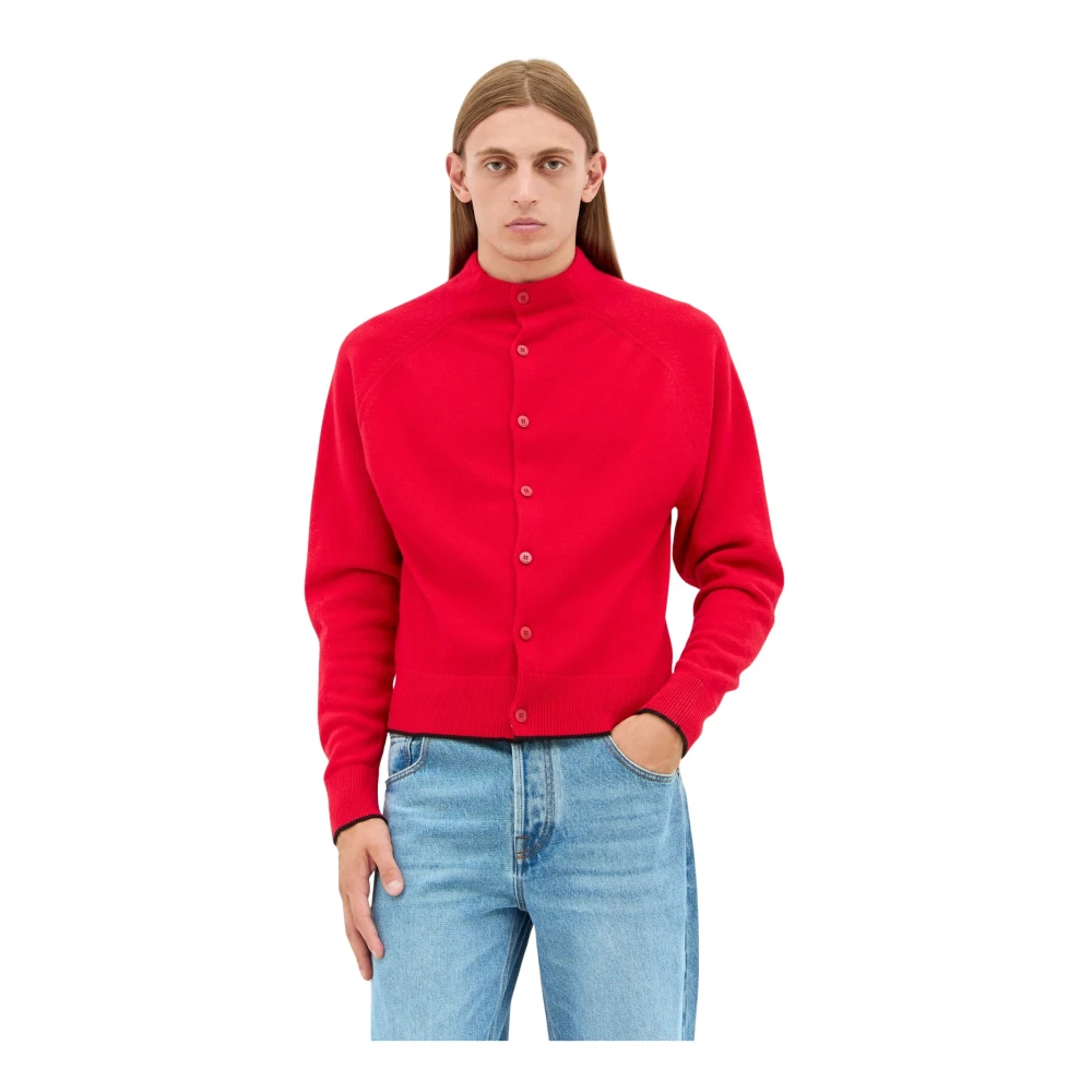 Jacquemus Kasjmier Gebreide Hoge Hals Cardigan Red Heren