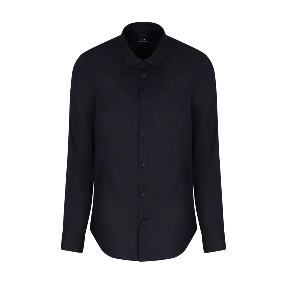 Armani Exchange Herr Blå Skjortor L, Linne, Klassiskt Linneskjorta Minimalistisk Design
