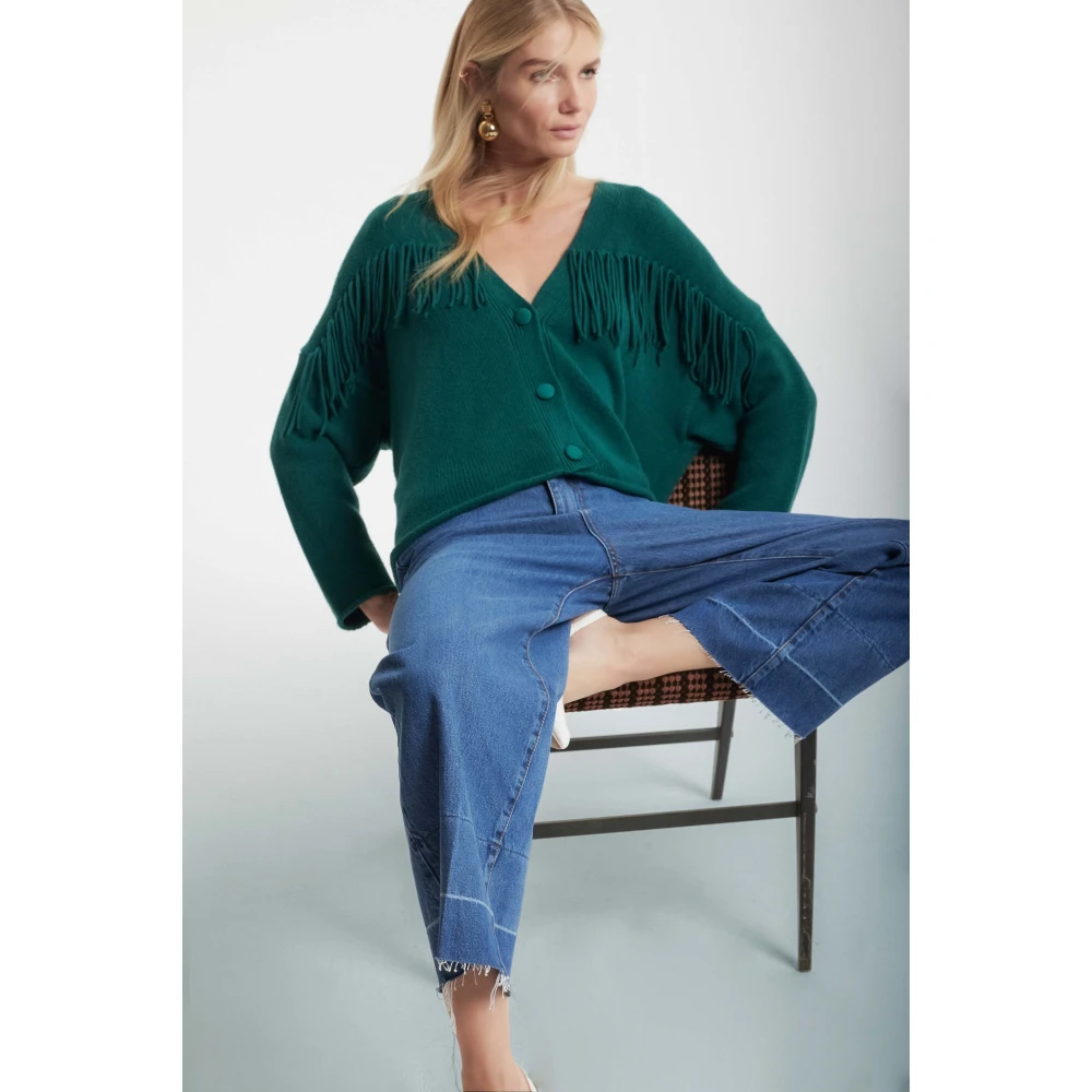 Kocca Wijde jeans met details op de zoom Blue Dames