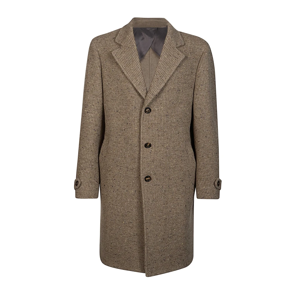 Eleventy Men's Brown Single-Breasted Coats, Xl, Cashmere Wool Single-Breasted Coat