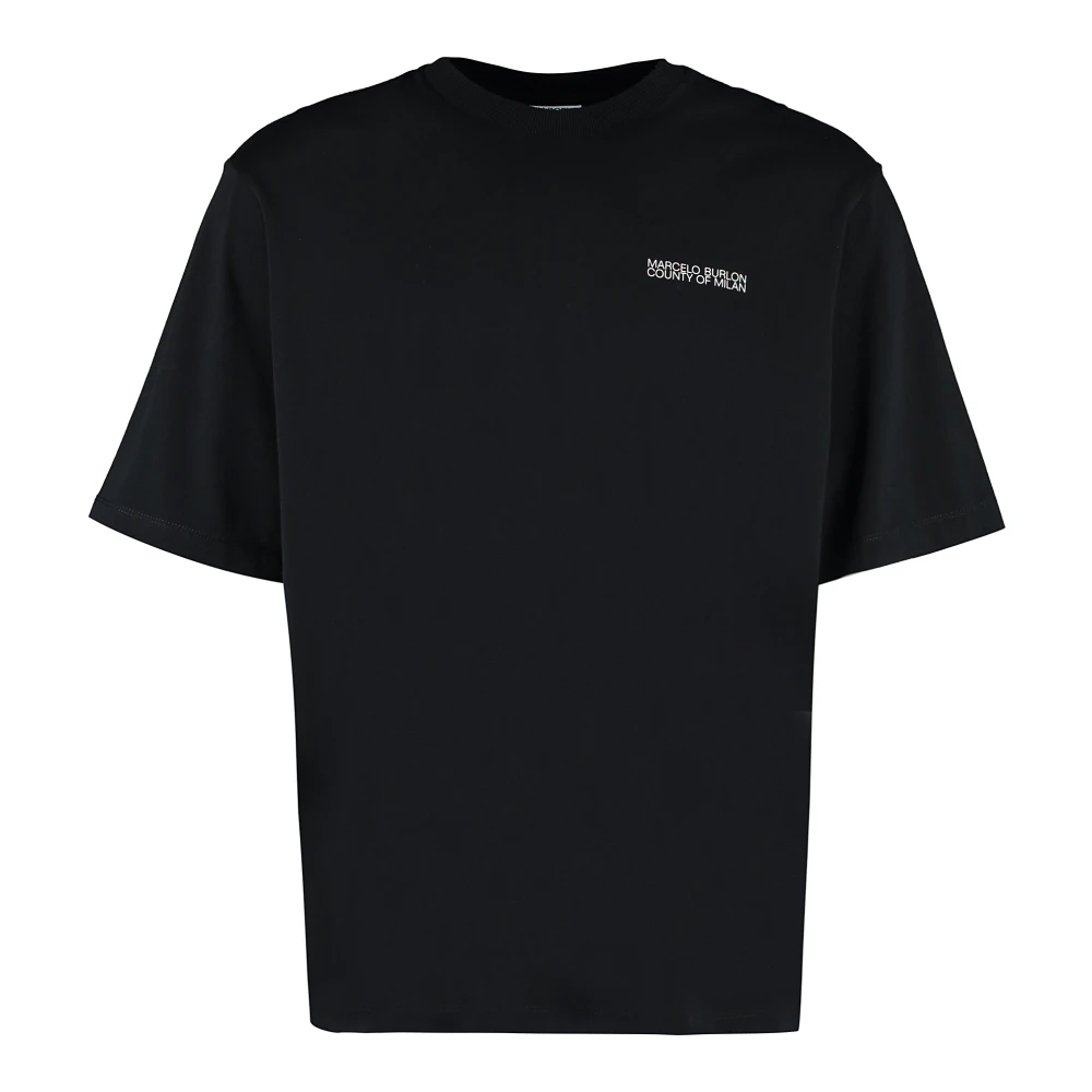 Marcelo Burlon Katoenen Crew-Neck T-Shirt met Achterprint Black Heren