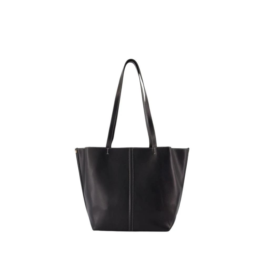 Vanessa Bruno Zwarte Leren Shopper Tas Black Dames