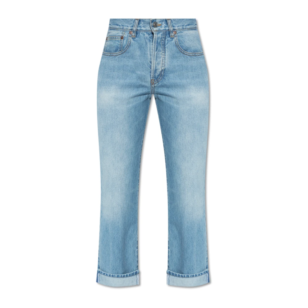 Victoria Beckham Denim Straight Cut Jeans Blauw Gewassen Blue Dames