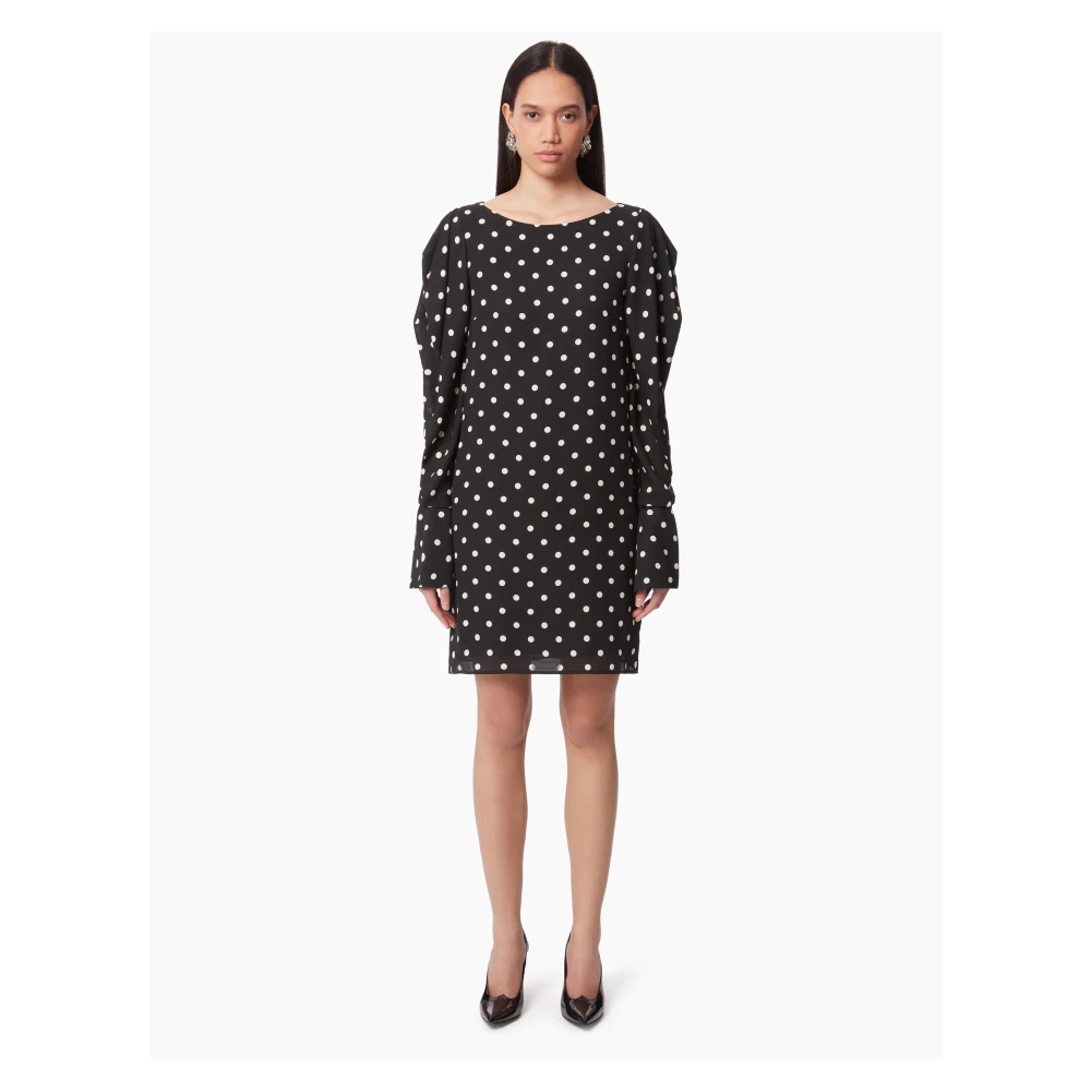 Nina Ricci Zwarte Gerimpelde Mouw Mini Jurk Black Dames