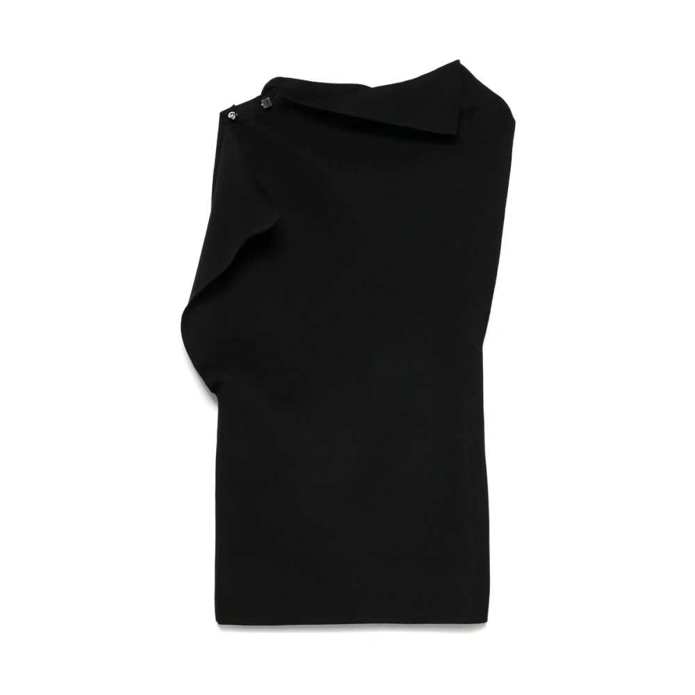 Jacquemus Zwarte Asymmetrische Cowl Neck Jurk Black Dames