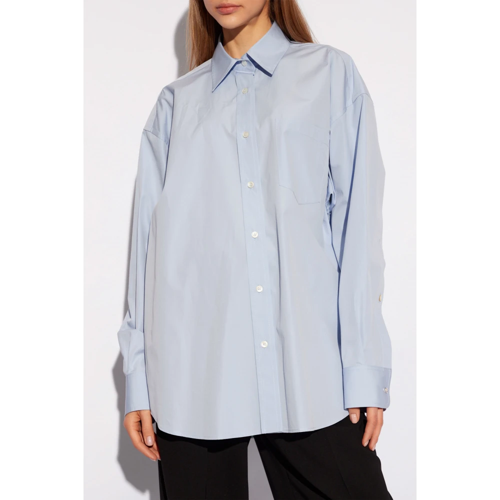 Stella Mccartney Katoenen shirt met zijden achterkant Blue Dames