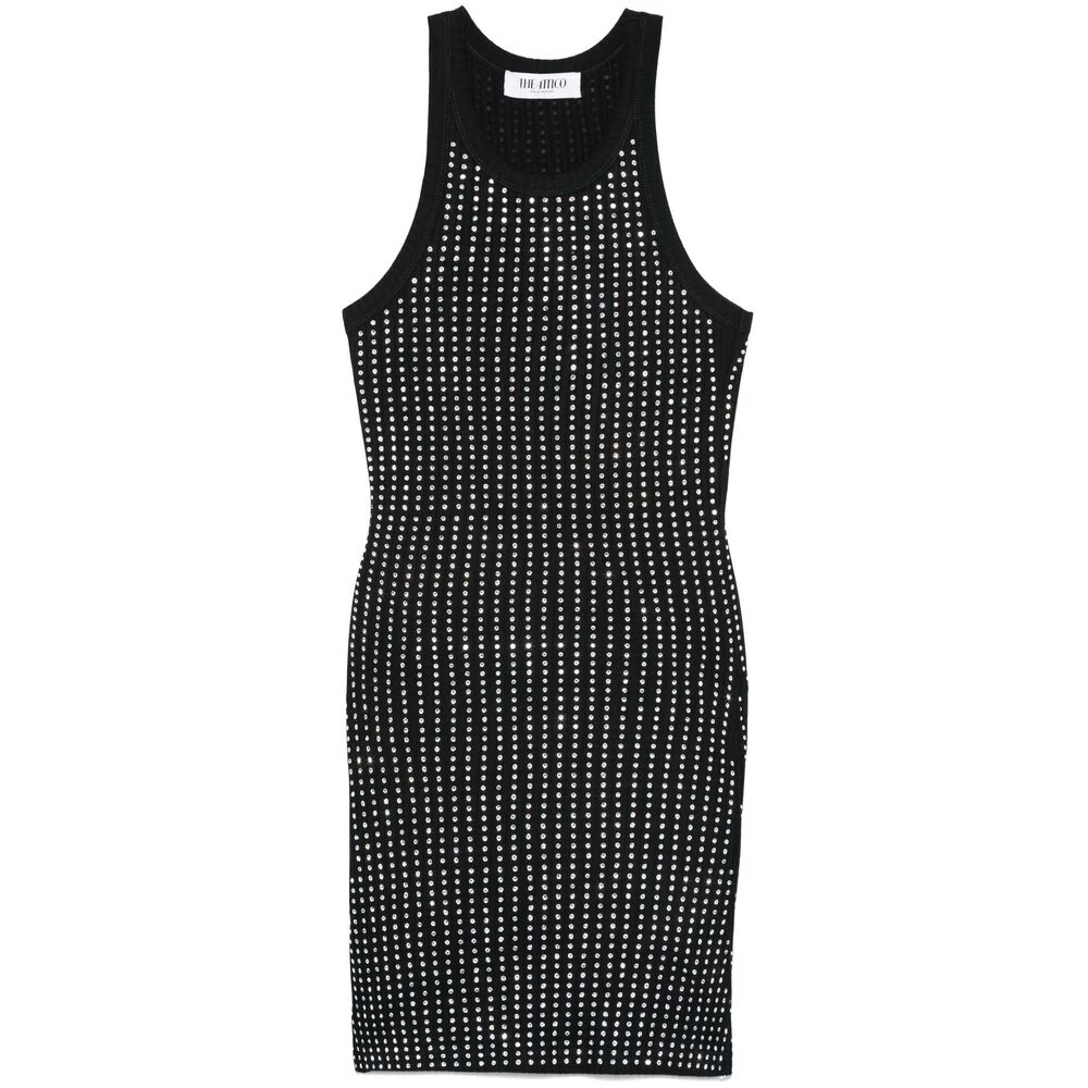 The Attico Zwarte Mouwloze Jurk met Ronde Hals Black Dames