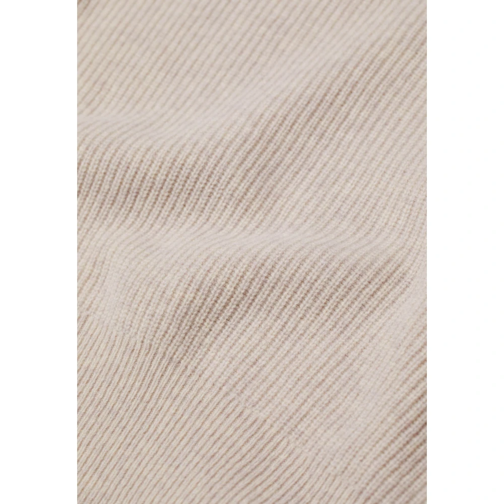 closed Merinowol Ribgebreide Ronde hals Trui Beige Dames